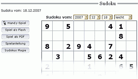 Online-Sudoku bei DIE ZEIT